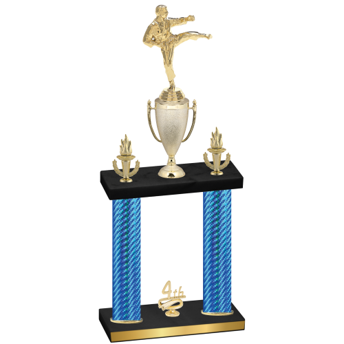 Double Blue Carbon Fiber Fourth Place Karate Trophy
