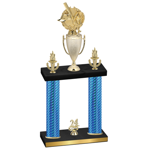 Double Blue Carbon Fiber Year Baseball Trophy