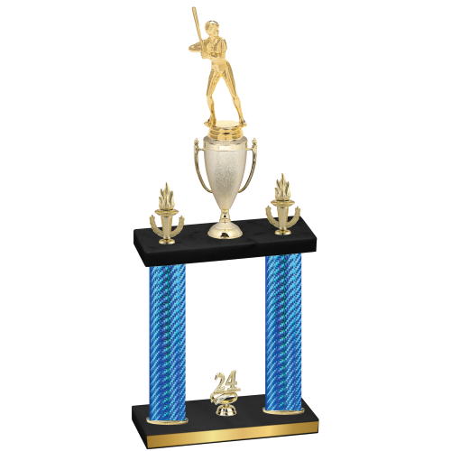 Double Blue Carbon Fiber Year Softball Trophy