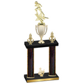 Double Black Glacier Third Place Football Trophy