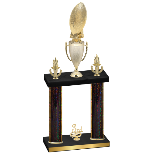 Double Black Glacier Third Place Football Trophy