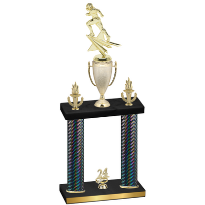 Double Black Carbon Fiber Year Football Trophy