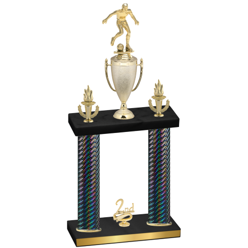 Double Black Carbon Fiber Second Place Soccer Trophy