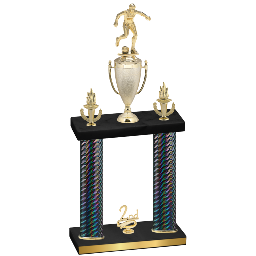 Double Black Carbon Fiber Second Place Soccer Trophy