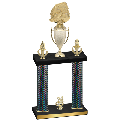 Double Black Carbon Fiber Year Soccer Trophy