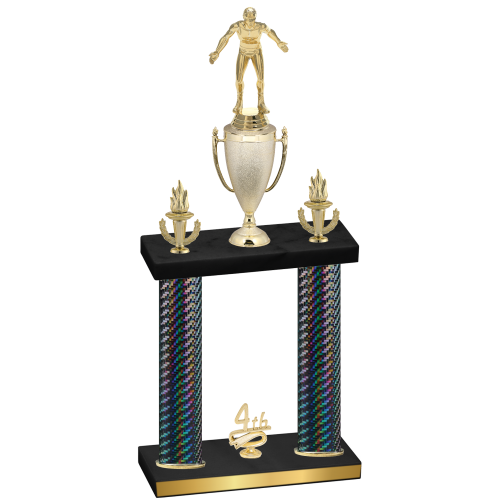 Double Black Carbon Fiber Fourth Place Wrestling Trophy