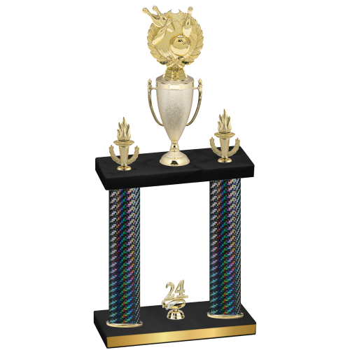 Double Black Carbon Fiber Year Bowling Trophy