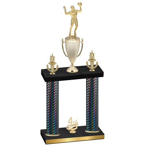 Double Black Carbon Fiber Fourth Place Volleyball Trophy