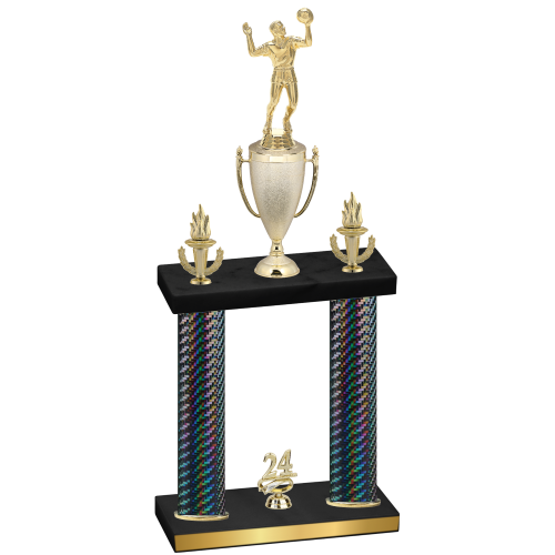 Double Black Carbon Fiber Year Volleyball Trophy