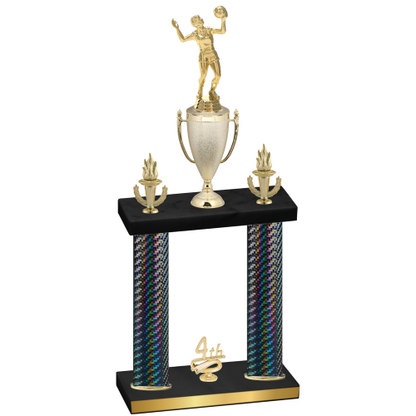 Double Black Carbon Fiber Fourth Place Volleyball Trophy