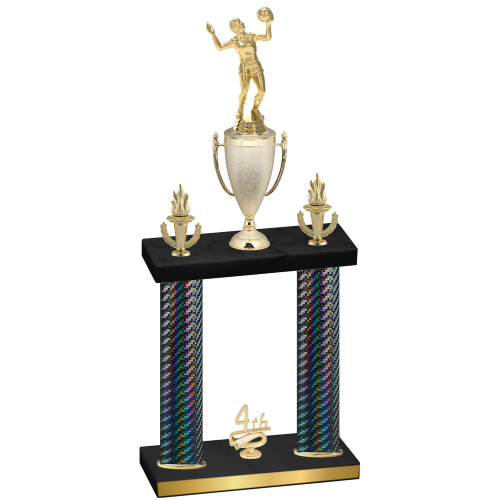 Double Black Carbon Fiber Fourth Place Volleyball Trophy