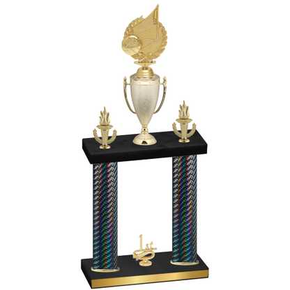 Double Black Carbon Fiber First Place Volleyball Trophy