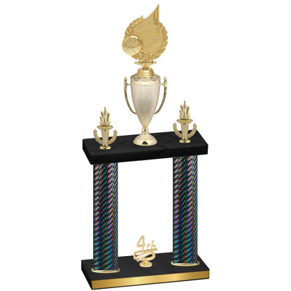 Double Black Carbon Fiber Fourth Place Volleyball Trophy