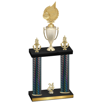 Double Black Carbon Fiber Year Volleyball Trophy