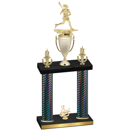 Double Black Carbon Fiber Third Place Lacrosse Trophy