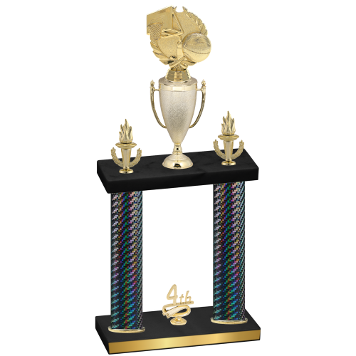 Double Black Carbon Fiber Fourth Place Basketball Trophy