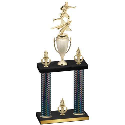 Double Black Carbon Fiber Victory Flag Football Trophy
