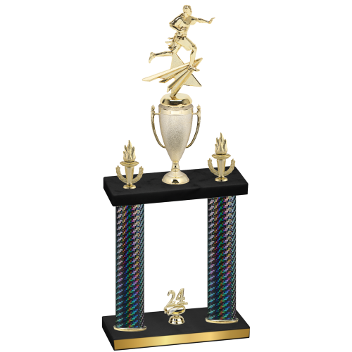 Double Black Carbon Fiber Year Flag Football Trophy