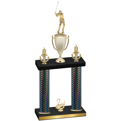 Double Black Carbon Fiber Second Place Golf Trophy