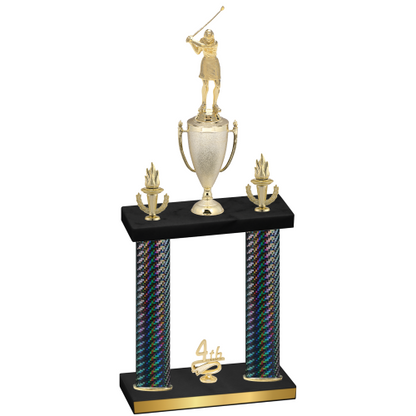 Double Black Carbon Fiber Fourth Place Golf Trophy