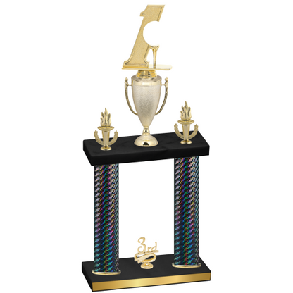 Double Black Carbon Fiber Third Place Golf Trophy