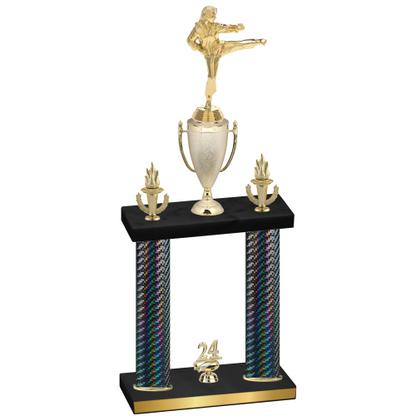 Double Black Carbon Fiber Year Karate Trophy