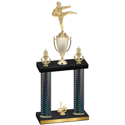 Double Black Carbon Fiber First Place Karate Trophy