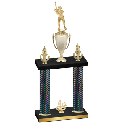 Double Black Carbon Fiber Fourth Place Baseball Trophy