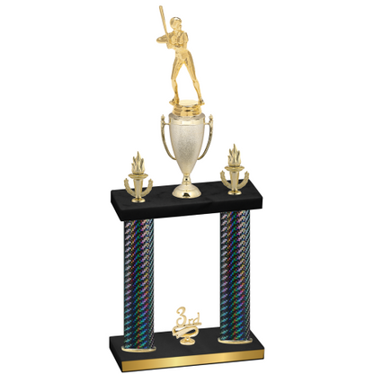 Double Black Carbon Fiber Third Place Softball Trophy