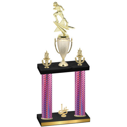 Double Pink Carbon Fiber First Place Football Trophy