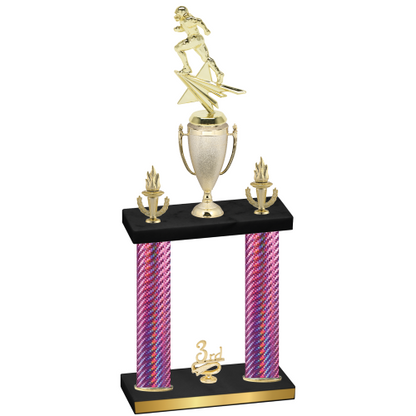 Double Pink Carbon Fiber Third Place Football Trophy