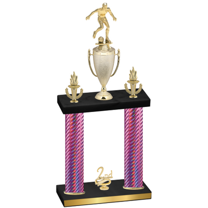 Double Pink Carbon Fiber Second Place Soccer Trophy