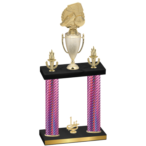 Double Pink Carbon Fiber First Place Soccer Trophy