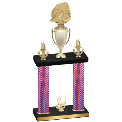 Double Pink Carbon Fiber Second Place Soccer Trophy