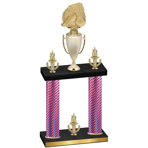 Double Pink Carbon Fiber Victory Soccer Trophy