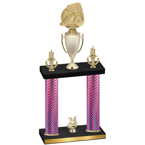 Double Pink Carbon Fiber Year Soccer Trophy