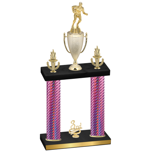 Double Pink Carbon Fiber Third Place Rugby Trophy