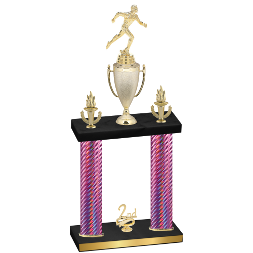 Double Pink Carbon Fiber Second Place Running Trophy