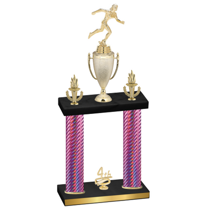 Double Pink Carbon Fiber Fourth Place Running Trophy