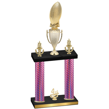 Double Pink Carbon Fiber Fourth Place Football Trophy