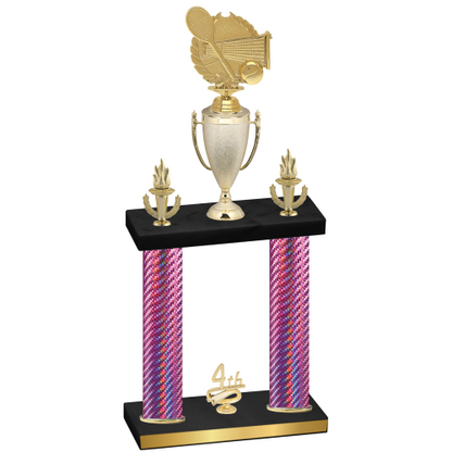 Double Pink Carbon Fiber Fourth Place Tennis Trophy