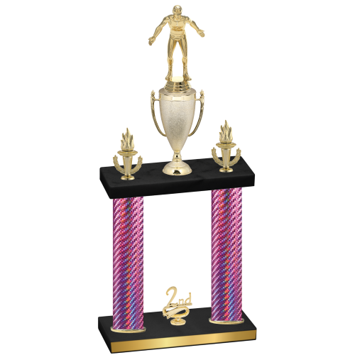 Double Pink Carbon Fiber Second Place Wrestling Trophy