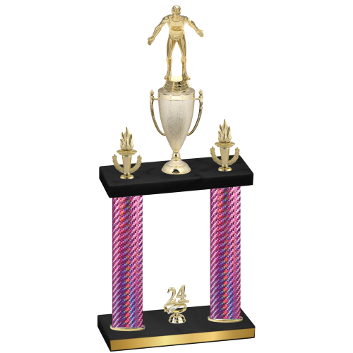 Double Pink Carbon Fiber Year Wrestling Trophy