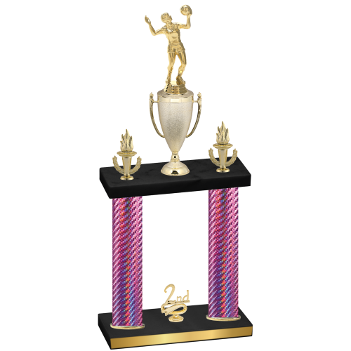 Double Pink Carbon Fiber Second Place Volleyball Trophy