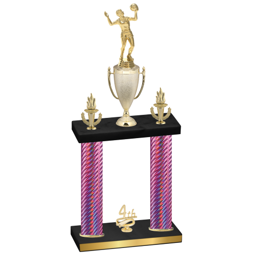 Double Pink Carbon Fiber Fourth Place Volleyball Trophy