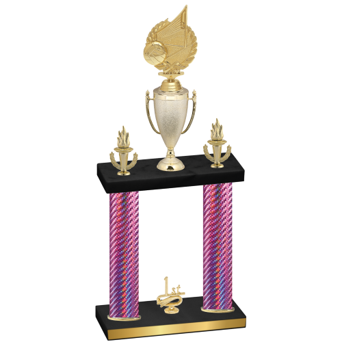 Double Pink Carbon Fiber First Place Volleyball Trophy