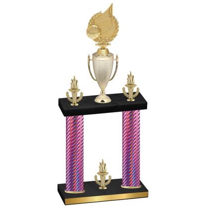 Double Pink Carbon Fiber Victory Volleyball Trophy