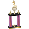 Double Pink Carbon Fiber First Place Football Trophy