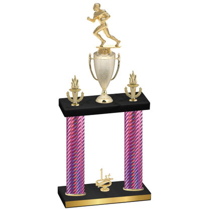Double Pink Carbon Fiber First Place Football Trophy