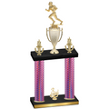 Double Pink Carbon Fiber Third Place Football Trophy